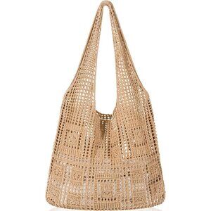 Women's Light Tan Shoulder Shopping Handbag Casual Travel Totes Fold Able Bags